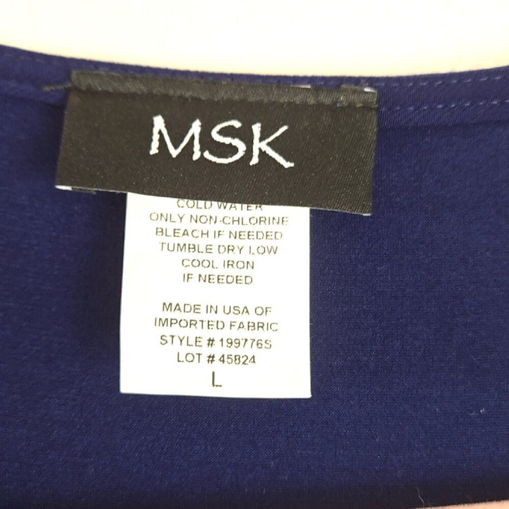 MSK V-Neck Midi Dress Navy Blue size Large - Picture 3 of 8